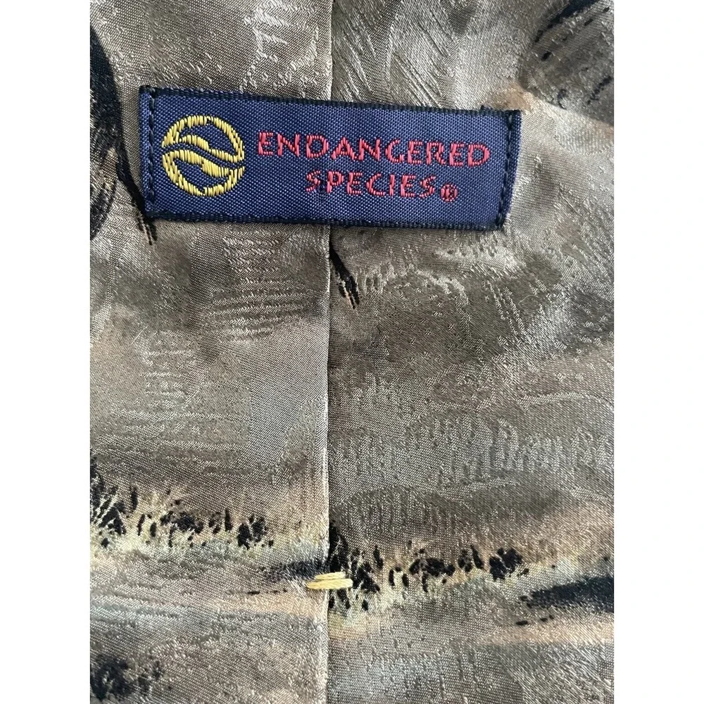 Vintage Endangered Species Tie‎ Elephant 100% Silk Made In USA